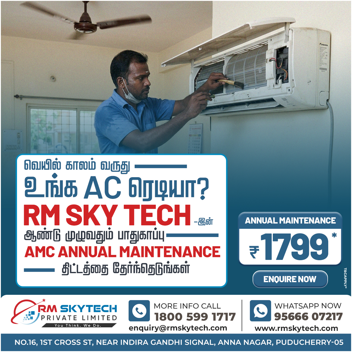 rm_repair_serv's tweet image. Is your air conditioner ready for the heat? Secure a full year of cooling with our AC Annual Maintenance plan! ❄️🏠

#RMSkyTech #PuducherryServices #ACMaintenance #SummerReady #HomeCareIndia