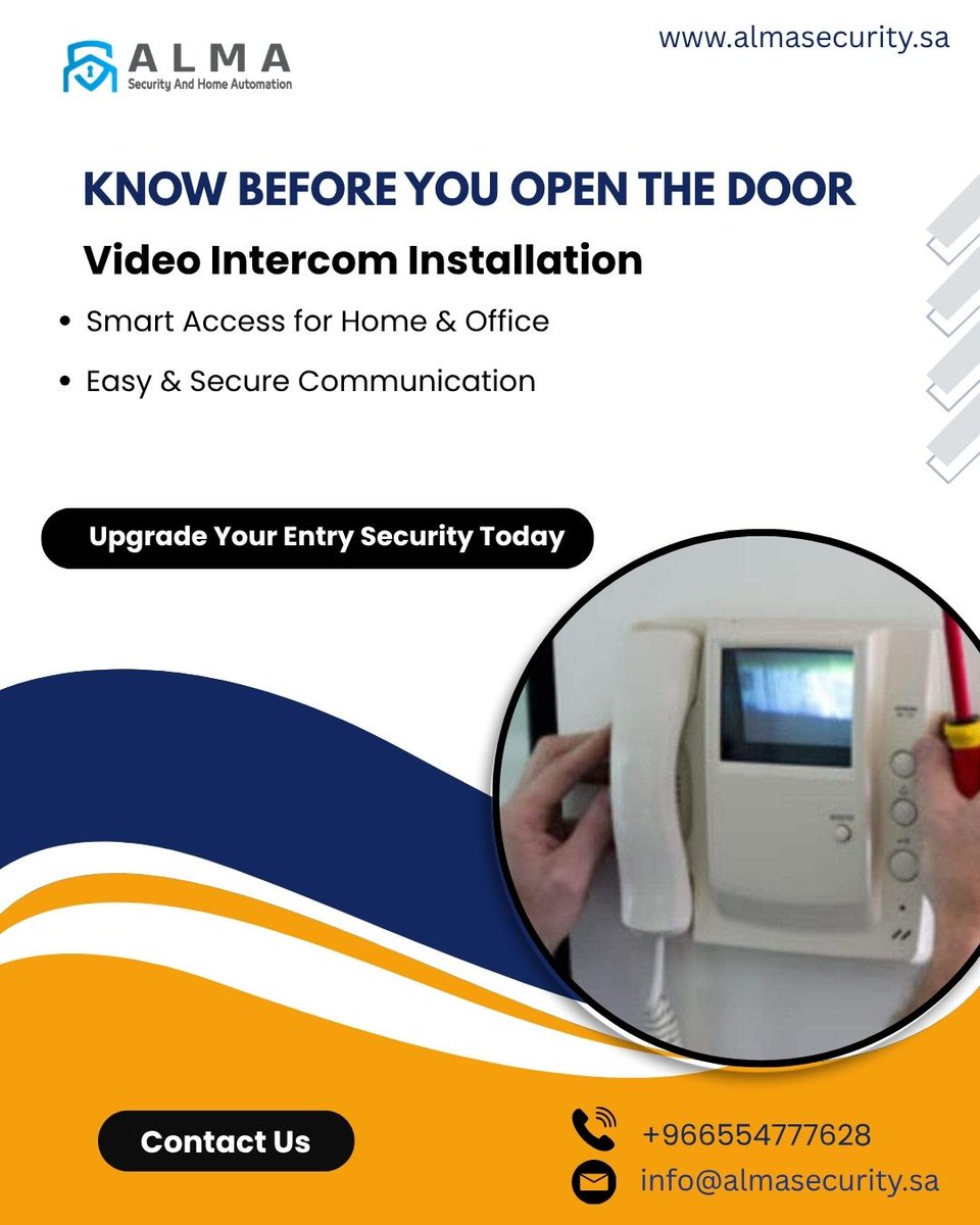 ALMASAFETY1's tweet image. Know Before You Open the Door
Upgrade your entry security with Video Intercom Installation. 
🌐 Visit: almasecurity.sa
#HomeSecurity #OfficeSecurity #VideoIntercom #SecureCommunication #SmartAccess