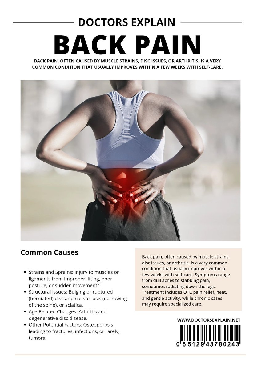 DocsExplainFM's tweet image. 1️⃣ Vitamin D Deficiency: Weakens bone &amp;amp; muscle support 🦴
2️⃣ Gum Disease: Chronic inflammation can spread to spinal tissues 🦷
3️⃣ Gut Health: Issues like IBS or leaky gut trigger referred pain 🦠

#BackPain #HealthTips #Wellness #SpineHealth #PreventativeCare