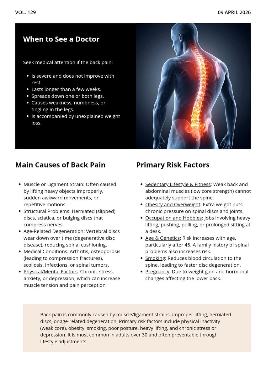 DocsExplainFM's tweet image. 1️⃣ Vitamin D Deficiency: Weakens bone &amp;amp; muscle support 🦴
2️⃣ Gum Disease: Chronic inflammation can spread to spinal tissues 🦷
3️⃣ Gut Health: Issues like IBS or leaky gut trigger referred pain 🦠

#BackPain #HealthTips #Wellness #SpineHealth #PreventativeCare