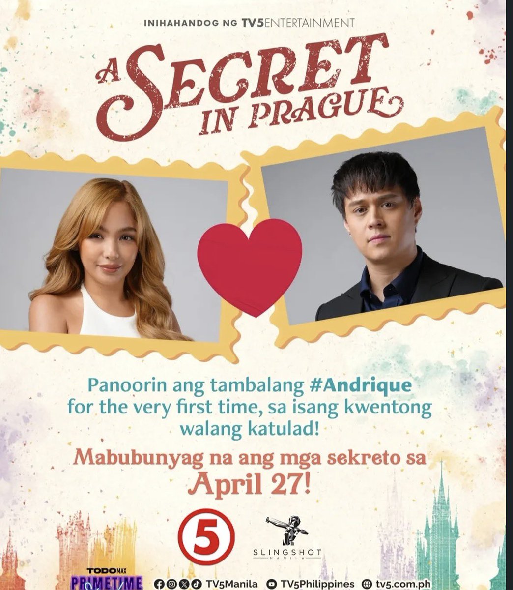 Andrea Brillantes is featured on @/tv5manila’s Instagram post. #ASecretInPrague premieres this April 27 on TV5, coming soon on Netflix.

She will be portraying the character of Chiara. For exclusive updates and announcements, make sure to tune in to <a href="/asecretinprague/">A Secret In Prague</a>
