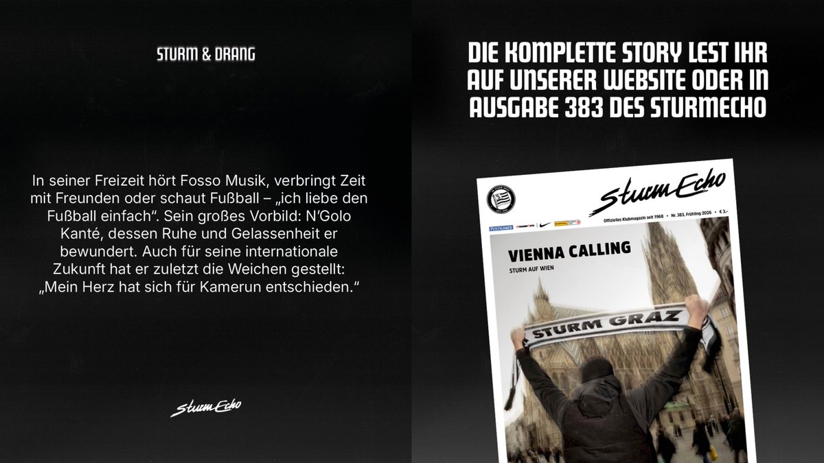 SKSturm's tweet image. Vom Käfig in Lugano bis nach Graz – Schritt für Schritt hat sich Ryan #Fosso nach oben gearbeitet. Im aktuellen SturmEcho spricht der sympathische Mittelfeld-Mann über seinen Werdegang und seine Ziele. 🇨🇲⚽️

Jetzt lesen: bit.ly/SturmEcho383 oder im Magazin! 🗞️ #sturmgraz