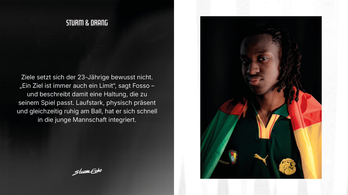 SKSturm's tweet image. Vom Käfig in Lugano bis nach Graz – Schritt für Schritt hat sich Ryan #Fosso nach oben gearbeitet. Im aktuellen SturmEcho spricht der sympathische Mittelfeld-Mann über seinen Werdegang und seine Ziele. 🇨🇲⚽️

Jetzt lesen: bit.ly/SturmEcho383 oder im Magazin! 🗞️ #sturmgraz