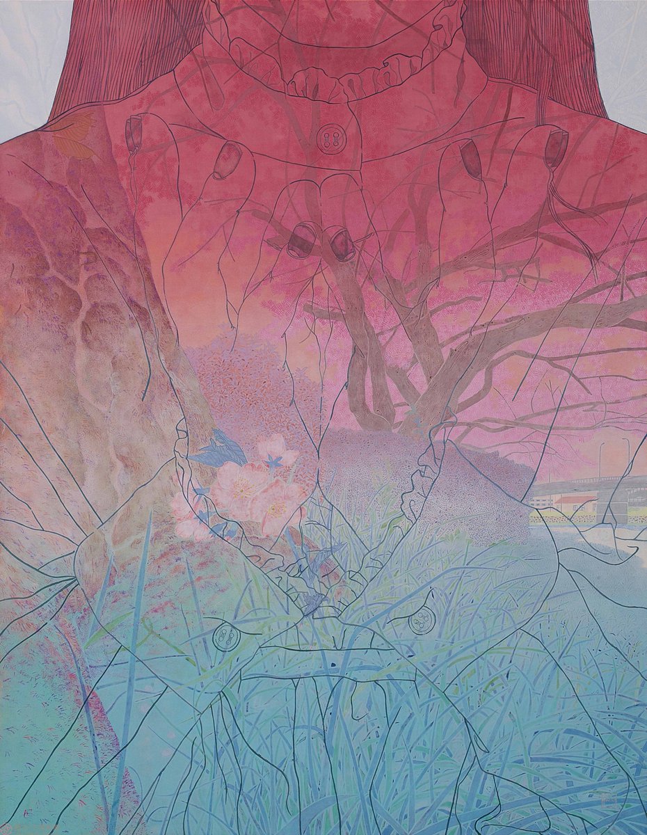 ＼桜花賞作家によるアーティストトーク開催／  
明日18日(土) 15:20-#田口果歩 のアーティストトークを開催致します。予約不要・無料（入館料のみ）是非ご参加お待ちしております！🌸《始まりの声》2025年 #郷さくら美術館 #桜花賞展 #中目黒