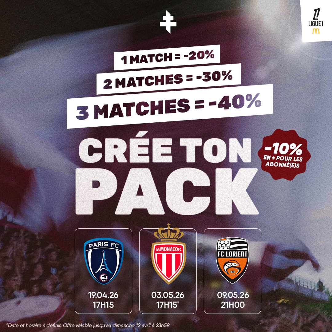 Ton Pack Crée ton pack fin de saison Jusqu'à 40% de réduction ! Rendez-vous ici ...