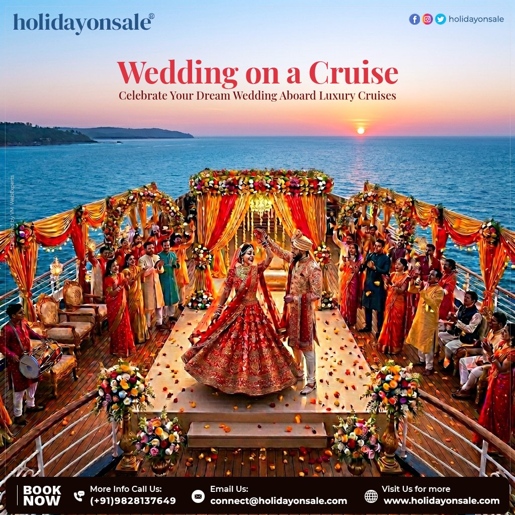 holidayonsale's tweet photo. Celebrate your dream wedding aboard a luxury cruise
Ocean views, sunset vows &amp; unforgettable moments.
Book your dream wedding today! Call or WhatsApp at 09828137649
Email: connect@holidayonsale.com | Visit: https://t.co/AKR93u7L6g
#WeddingOnCruise #DreamWedding #LuxuryWedding https://t.co/ju7cn9TNMZ