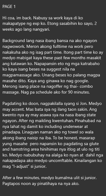 AlterOfan83223's tweet photo. Unang beses na pagpapamasahe sa isang married guy sa ibang bansa

Page 1
Sender: Rejected bf

#ConfessionOfanAlter899
#Marriedman #Straightguy #Masahista https://t.co/zwOjDJbJul