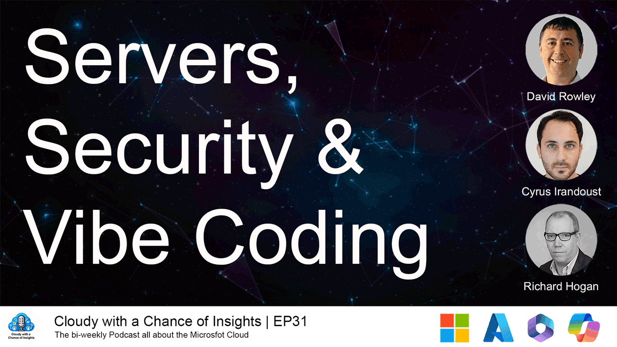 richardihogan's tweet photo. 🖥️ Windows Server 2016 EOL, Sentinel Lake revealed, AI governance gaps, Defender XDR updates & Claude Code vs Copilot — all in the latest Cloudy with a Chance of Insights. https://t.co/GIBzugF4Qn #MicrosoftCloud #Azure https://t.co/1F1HWsjIWS