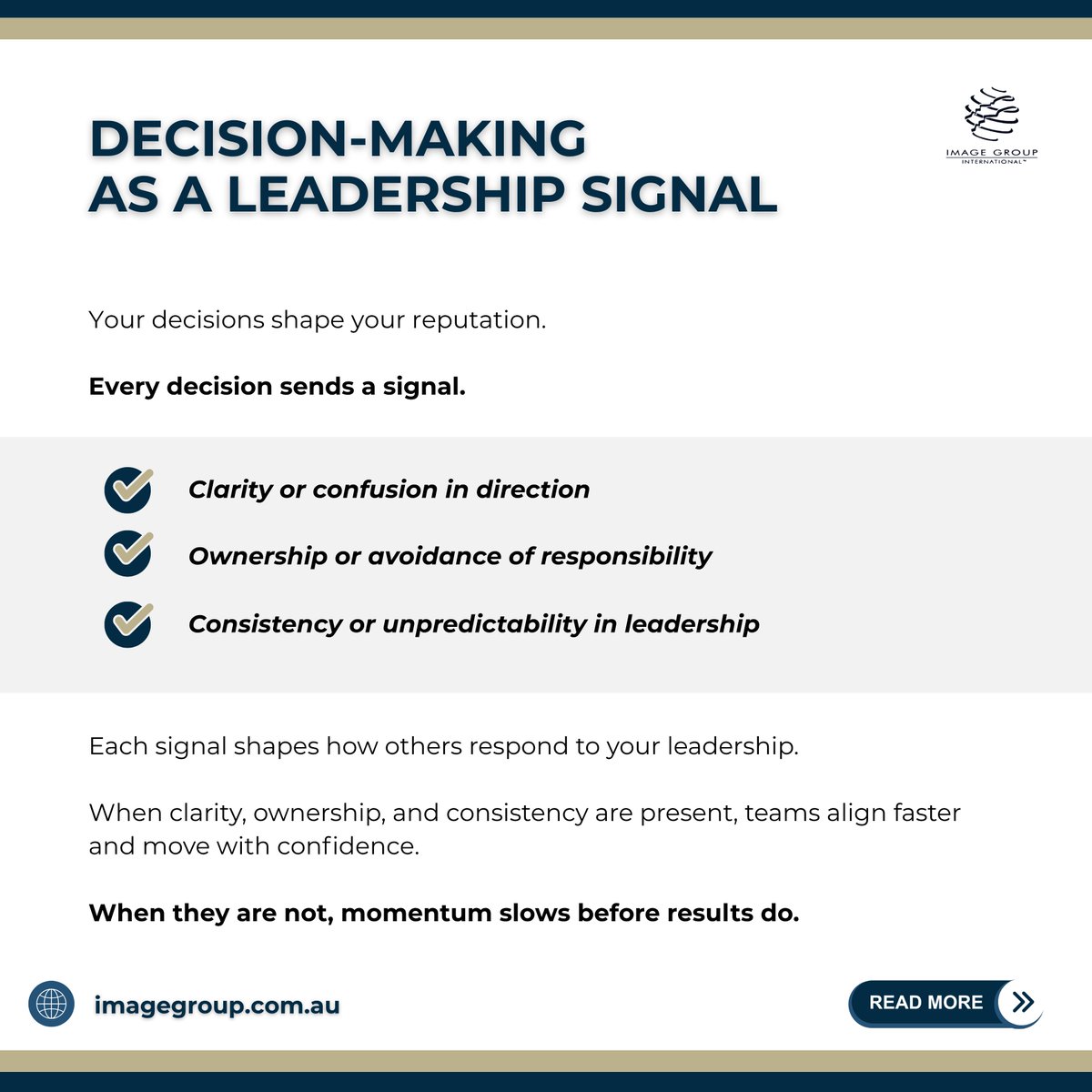 image_group's tweet photo. Performance is not driven by effort alone. 
It is driven by decisions that create clarity.

This week’s The Imagemaker™ explores how, in high-stakes environments, effective leaders are defined by their ability to make decisions that move teams forward. https://t.co/c6742mdoP8