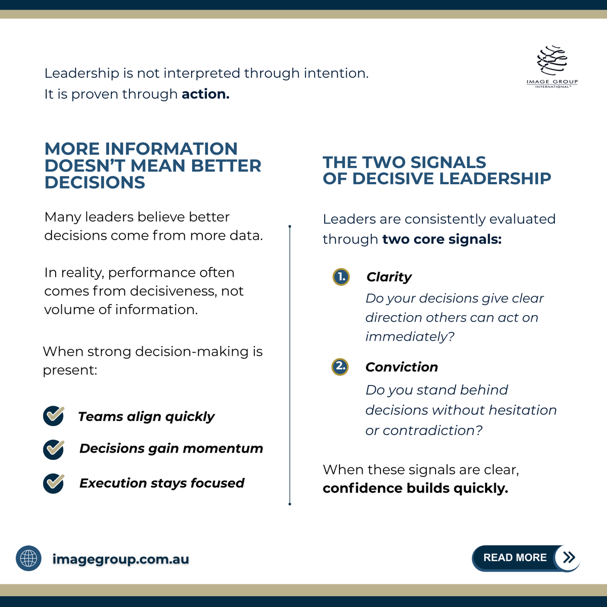 image_group's tweet photo. Performance is not driven by effort alone. 
It is driven by decisions that create clarity.

This week’s The Imagemaker™ explores how, in high-stakes environments, effective leaders are defined by their ability to make decisions that move teams forward. https://t.co/c6742mdoP8