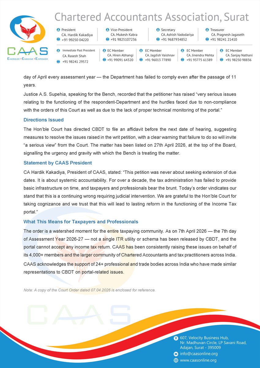 Chartered Accountants Association, Surat tweet media