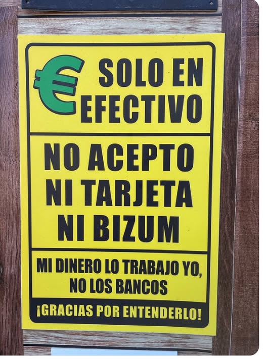𝐂𝐚𝐬𝐡 𝐨𝐧𝐥𝐲!
Solo en efectivo
No acepto ni tarjeta de crédito ni Bizum.
Mi dinero lo trabajo yo, no los bancos.