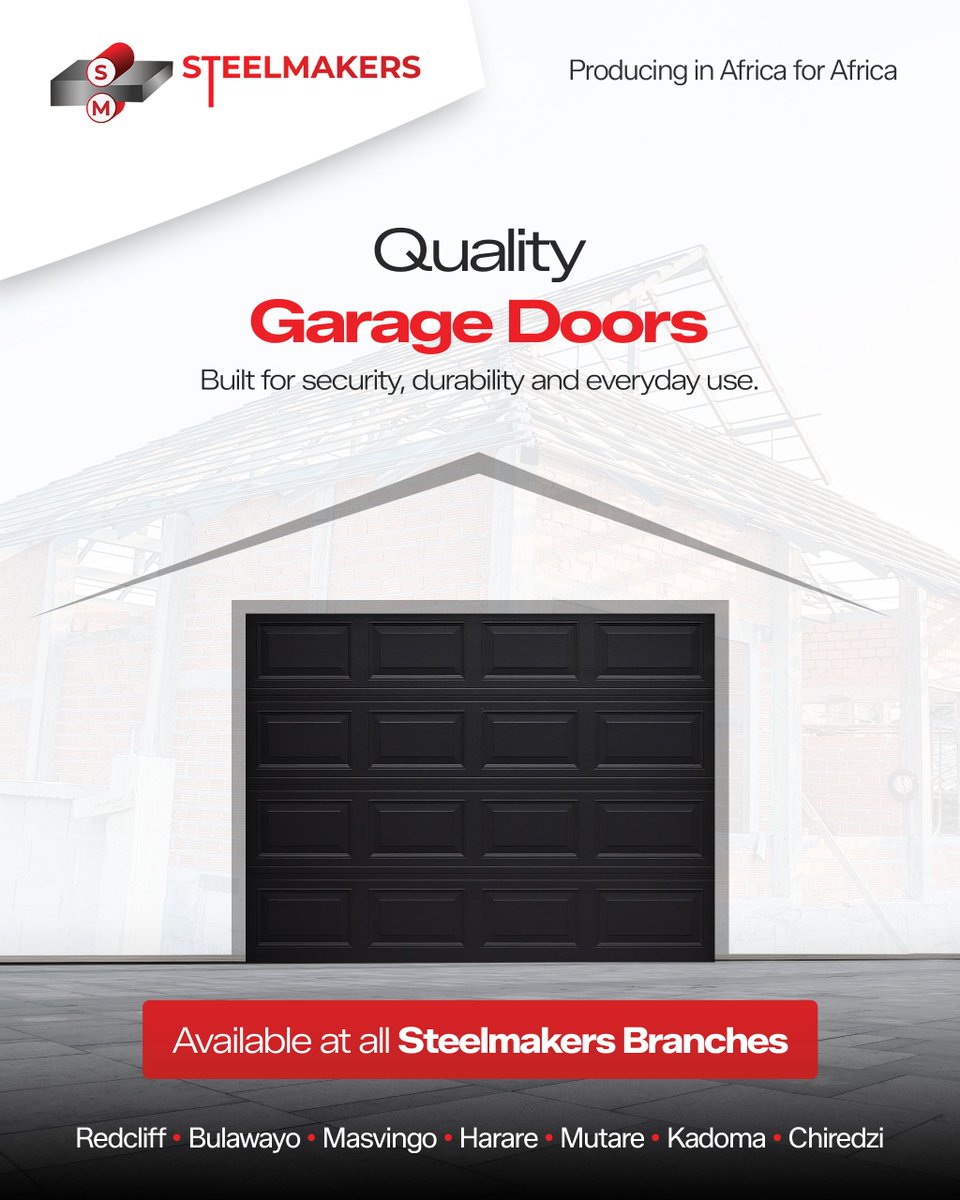 SteelMakers_ZW's tweet image. SteelMakers Zimbabwe delivers door frames, window frames, and garage doors made for strength and security.

Built to last. Crafted for everyday reliability.

Available nationwide.

#SteelMakers
#DoorFrames #WindowFrames #GarageDoors #BuiltToLast #ConstructionZimbabwe #Quality