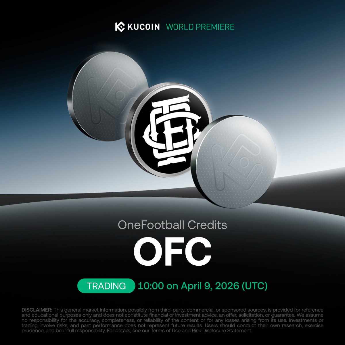 📢 World Premiere Listing: <a href="/ofc_the_club/">OneFootball Club</a> $OFC Is Coming to #KuCoin!

OneFootball Credits is the token powering OneFootball’s football fan economy. Founded in 2008, OneFootball is a leading global football media platform reaching over 200 million fans monthly.

📅 Trading starts: