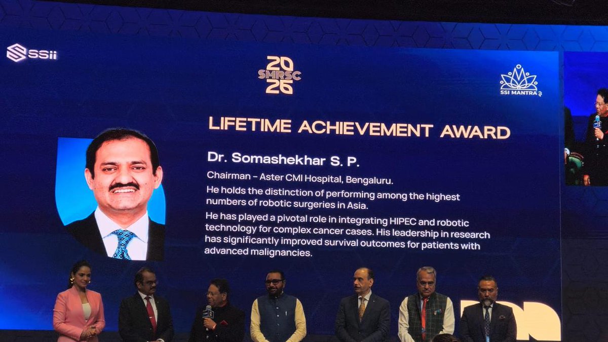 sundar_s1955's tweet photo. It’s a matter of great pride  for Asterians and for AWF that Dr Somashekar has been awarded life time achievement award  in robotic surgery and HIPEC surgery . Congratulations  som 
@somusp9
@asterdm_india
@asterbangalore
@sundar__raghav
@kturaga
@RRPillarisetti
👏👏👏👏. https://t.co/6XFGZnsDAX