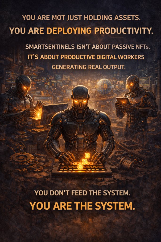 sammphile11's tweet image. You are not just holding assets, You are deploying productivity. 
SmartSentinels isn't about passive NFTs. 

It’s about productive digital workers generating real output. 

You don't feed the system, You are
the system.

#PoUW #PoS #PoW #Web3AI