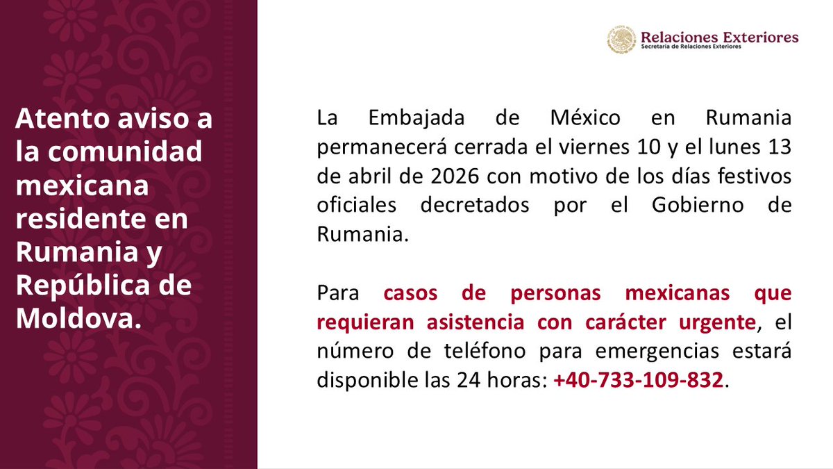 Embajada de México en Rumanía tweet media
