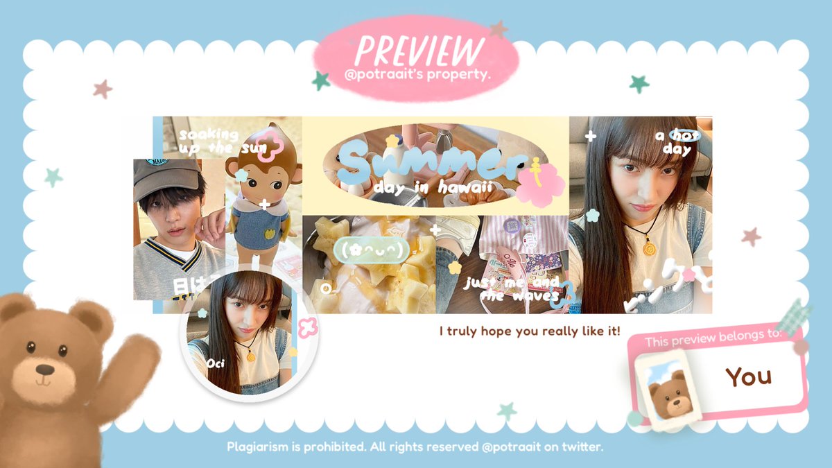 help retweet, makaci! (⁠ ⁠◜⁠‿⁠◝⁠ ⁠)⁠♡

holaa, kenalan lagi sama anak baru aku yukkk! kali ini aku beri nama "summer" 🌻🍂🏖️ smoga summer bisa disukai banyak orang yaa! 🥺🩷 aku juga optip layout with special price yaap, boleh cek dibawah! terimakasih 🫶🏻

{ #zonauang }
