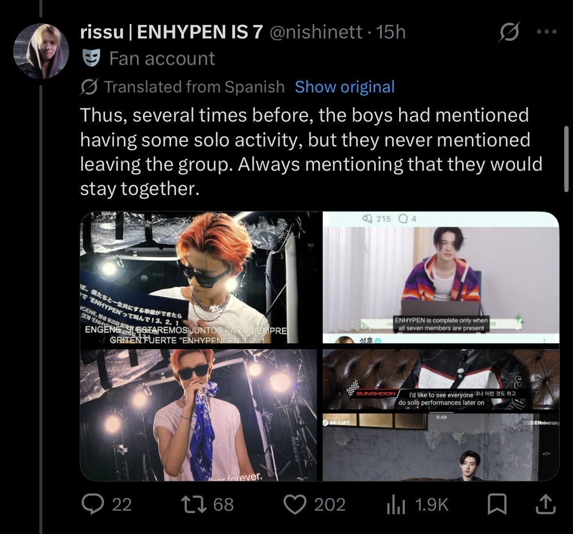 bryxxwdzen7's tweet photo. How can y’all forget about this? 
Or better said: How can y’all ignore this? 
How can many of you start spreading rumors about the members not liking each other when they clearly love each other and they have said and shown us that as much as possible. They are a family.
 OUR FAMILY
OUR SAFE PLACE
OUR HOME

ENGENEs reject continued mismanagement, BELIFT LAB must correct their course immediately. Respect ENHYPEN as a seven member group or face coordinated boycotts and lasting reputational consequences.

#ShoutOutToENHYPEN
#BOYCOTT_beliftLAB_HYBE