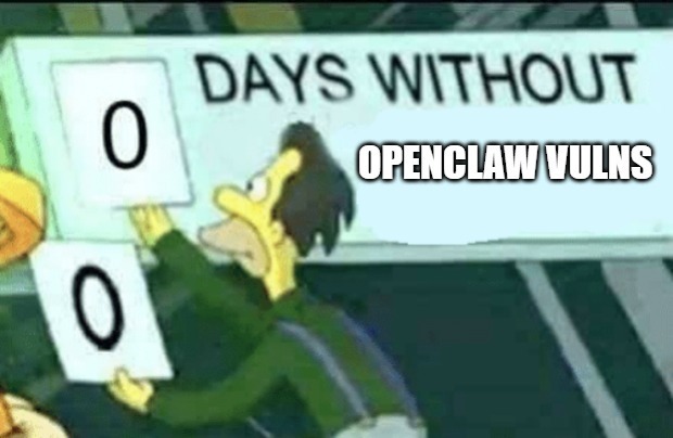 intruder_io's tweet photo. Our OpenClaw CVE counter has reset. Again. If you're keeping score at home, the project has now racked up 236+ security advisories since launching in late 2025, averaging 1.8 per day. https://t.co/GPAumS88DY https://t.co/aVbIWGrzgr