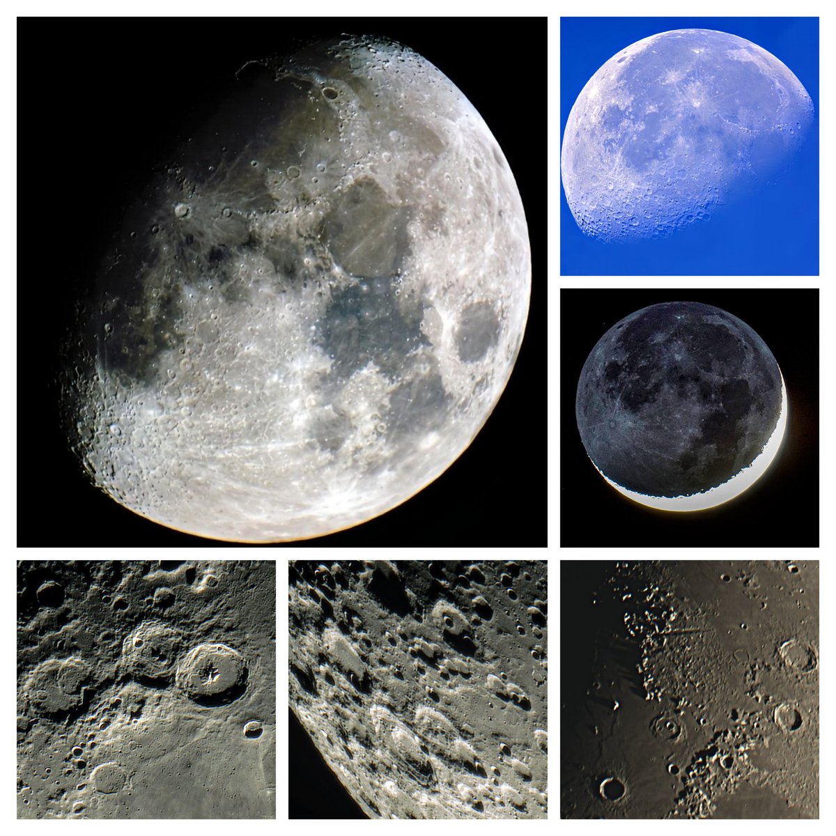 ManuAstronomy's tweet photo. @RincnCuriosoo Mix de fotos desde mi terraza con mi telescopio 🌜 https://t.co/Cecde9Ofd8