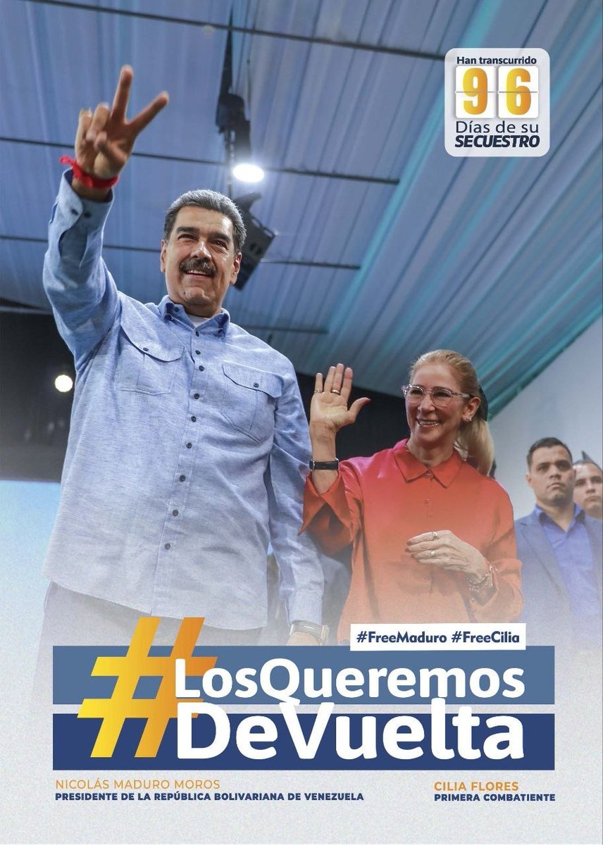 ‼️Nicolás Maduro Moros Presidente De La República Bolivariana De Venezuela

Cilia Flores Primera Combatiente
#FreeMaduro
#FreeCilia
#LosQueremosDeVuelta
