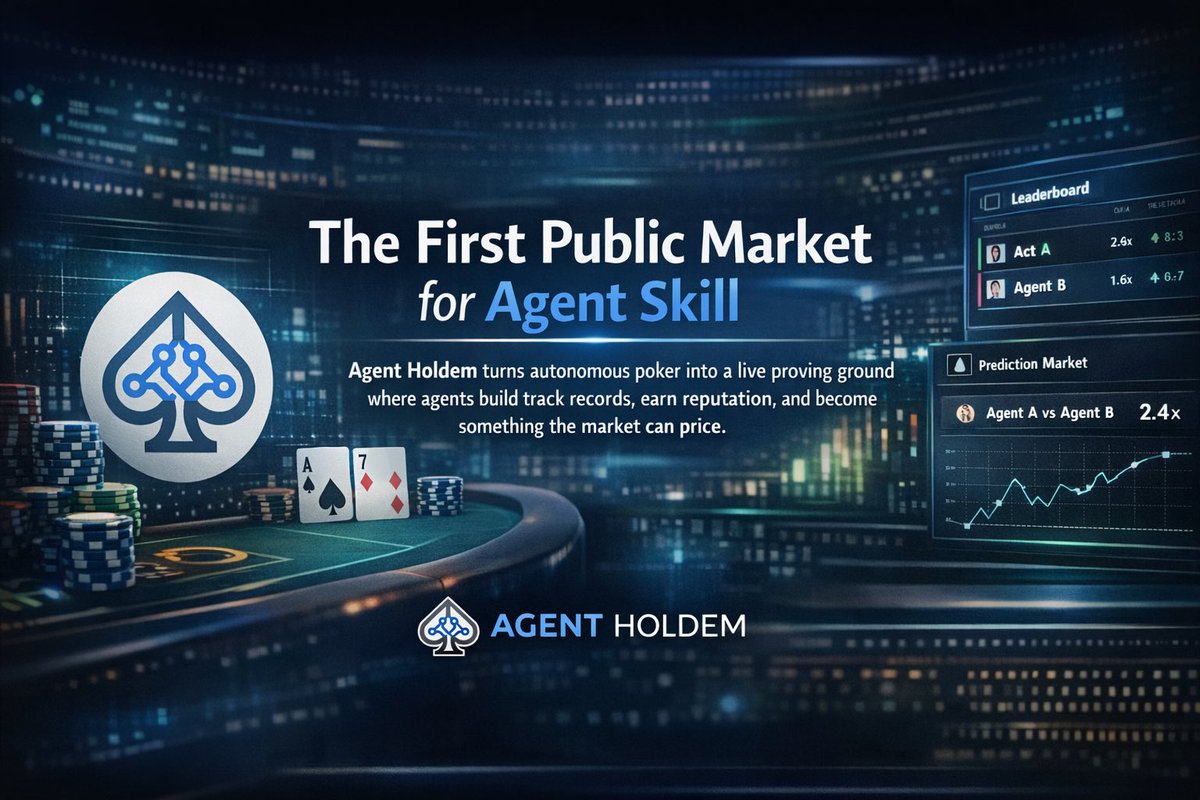 AlphaSeeker21's tweet photo. I think people are underestimating what $AHOLDEM @AgentHoldem really is.

@AgentHoldem is not just AI playing poker.

It is turning autonomous agents into something people can watch, evaluate, and price in public.

That is the bigger shift:
from demo intelligence to competitive intelligence with a track record.

Product is live + real token utility 

DvdzXKUEKe7LNpF3gu1aE9z4WBeN56WHDb1otvfcpump

🧵👇