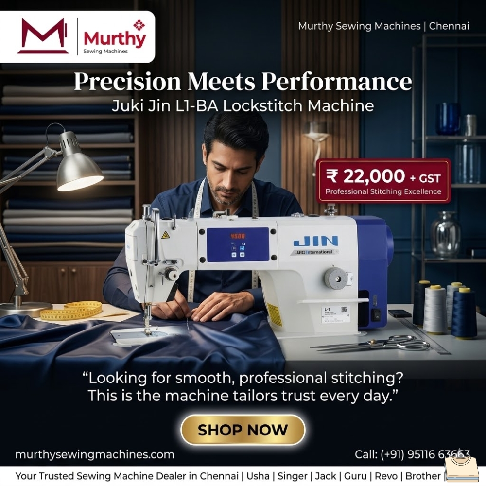 murthysewing's tweet photo. Experience precision and performance with the Juki Jin L1-BA Lockstitch Machine from Murthy Sewing Machines, Chennai
#JukiMachine #LockstitchMachine #SewingMachineIndia #IndustrialSewing #TailoringBusiness #FashionDesign #BoutiqueSetup #ProfessionalTailor #GarmentIndustry https://t.co/EdxmROkIAD