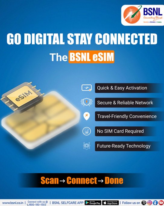 bsnl_ap_circle's tweet photo. Step into the future of connectivity with BSNL eSIM — designed for a world that moves fast.  

#BSNLeSIM #FutureReady #SmartNetwork #DigitalLife #BSNLAP

@CMDBSNL
@robertravi21 https://t.co/QKjDMCT5Gb