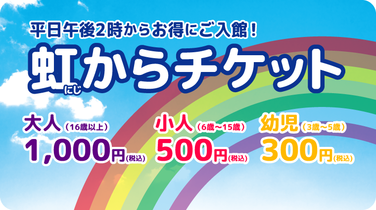 虹からチケット販売中🌈 ˗ˏˋ 平日の午後2時から限定の割引チケットˎˊ