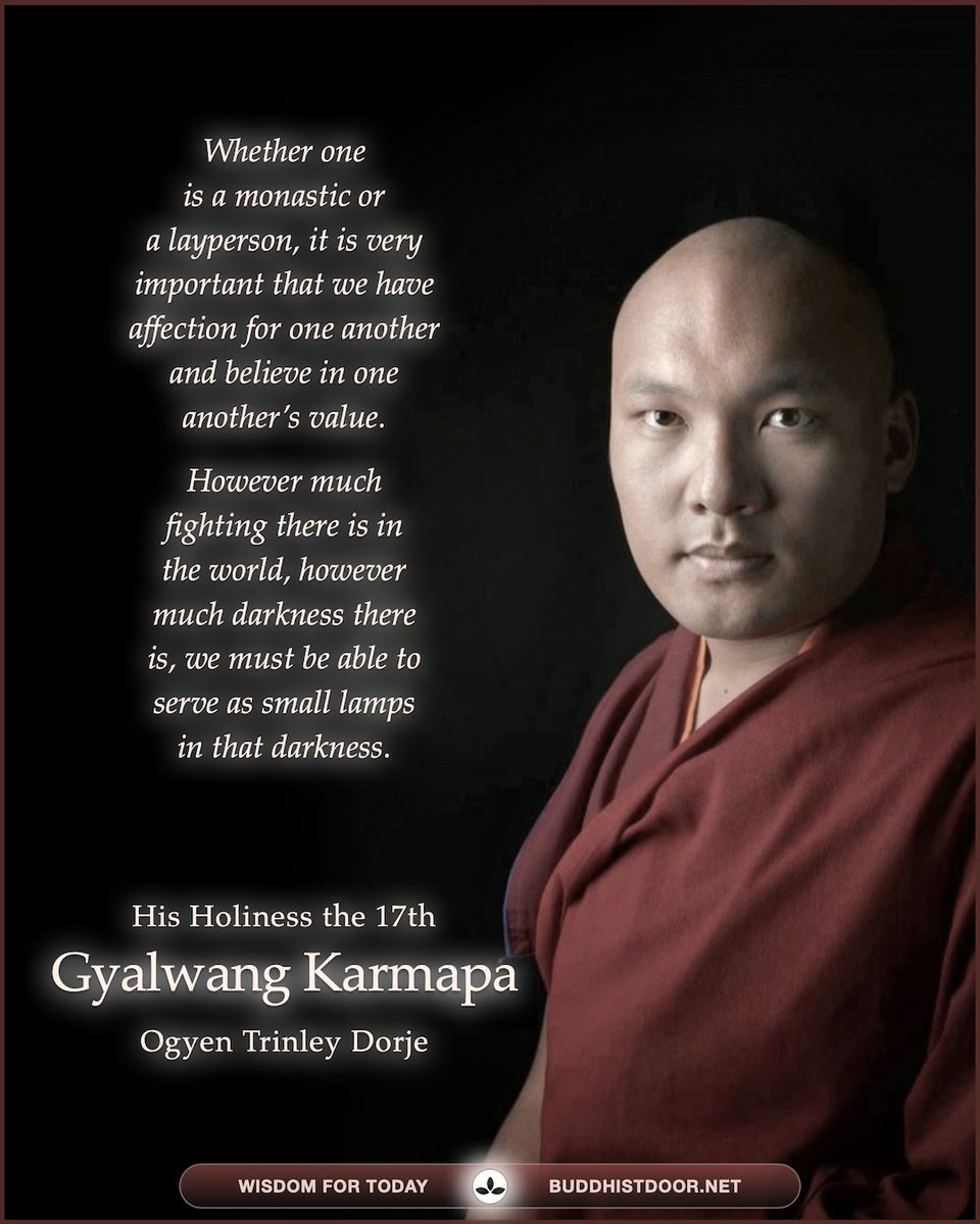 Buddhistdoor's tweet photo. 🪷 Buddhistdoor Quote for Today: His Holiness the 17th Gyalwang Karmapa 🪷

🔗 Go deeper: https://t.co/YpV5HdQpWP

#Buddhism #Buddha #Dharma #TibetanBuddhism #Bodhicitta #Compassion #Kindness #Mindfulness #Meditation #Awakening #Spirituality https://t.co/aLCb8PHlXI