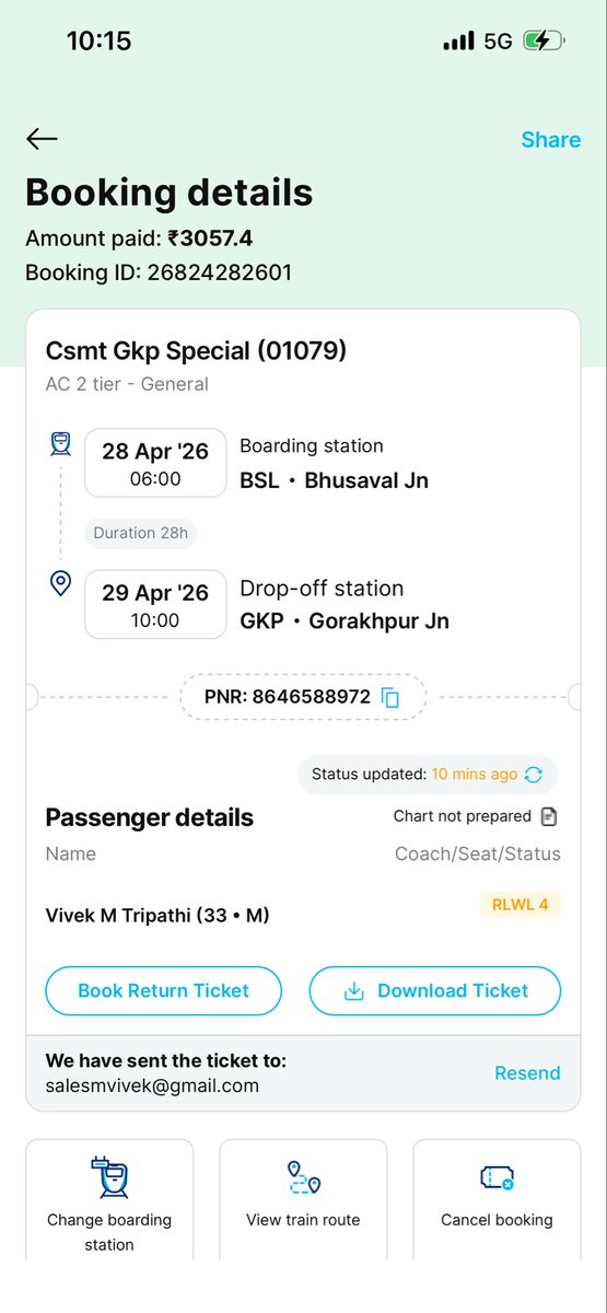 trip_vivek9220's tweet photo. @IRCTCofficial @RailMinIndia 
@Paytm 
पेटीएम द्वारा हमने २nd एसी की टिकट ली है जो वेटिंग में है ये सोच कर की ये टिकट कन्फर्म हो सकती है , रेलवे कहती है की कैंसिल चार्ज ६०+जीएसटी है ,लेकिन कैंसिल करने पे मुझसे ४२७ रुपये लिया जा रहा है , ये क्या है ? https://t.co/gXwV6Yw45D