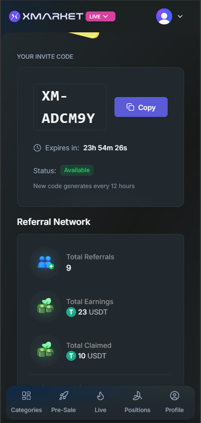evansS0l's tweet photo. I came for the airdrop but stayed for the profits, wtf @Xmarketapp ??  

Let's farm point and earn profit, beta code: 

XM-PSATL0 
XM-P6K62W 
XM-YBPRUZ 
XM-EINDHN 
XM-AJE99U https://t.co/HePBkQKKnx