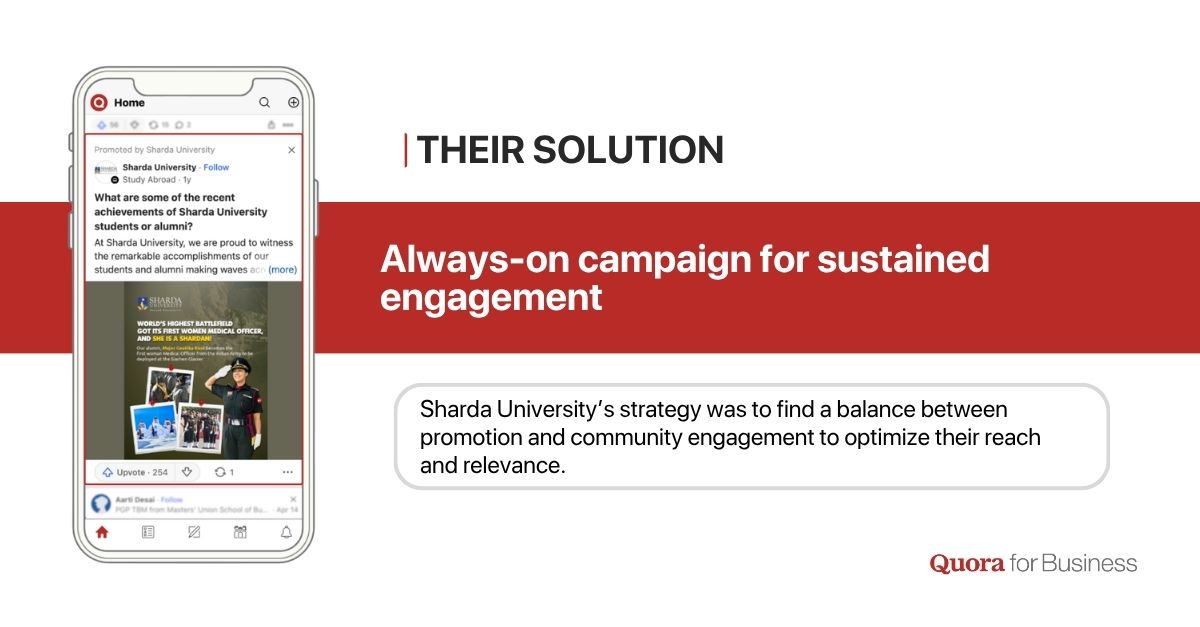 QuoraBusiness's tweet photo. @sharda_uni turned curiosity into long-term connections on @Quora. With an always-on campaign, they blended real alumni voices with helpful insights to build trust.

See how they kept up the authentic, sustained engagement growing: https://t.co/j6PwvaK6iH https://t.co/N9HhrAp2k9