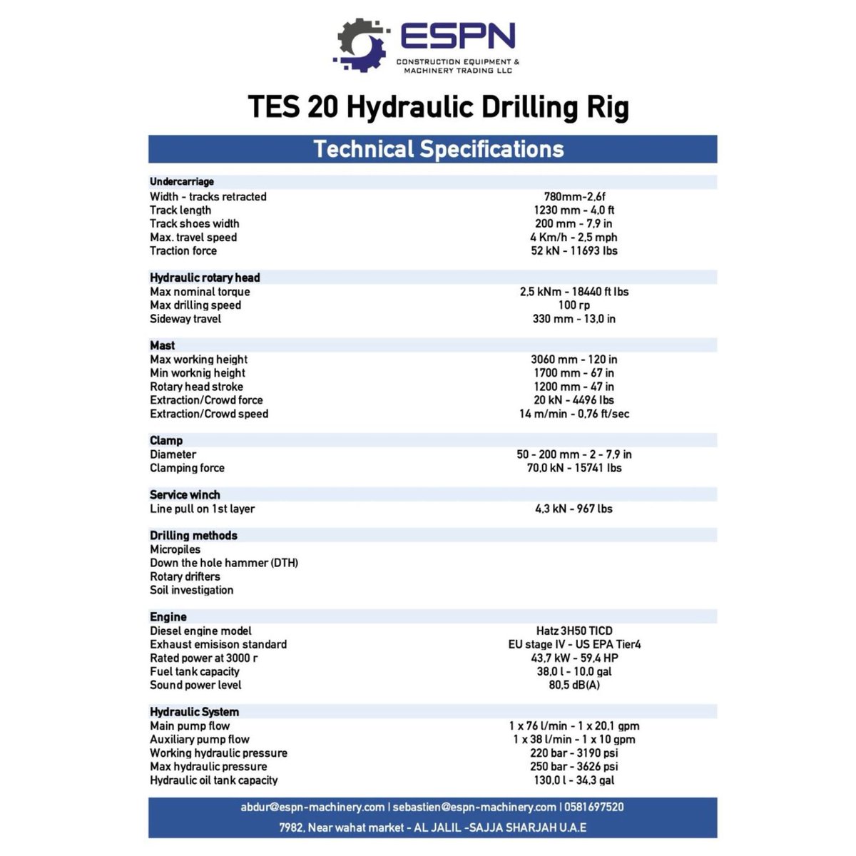 espnmachinery's tweet image. TES 20 Drilling Machine delivers compact power and precise performance for demanding job sites. Ideal for micropiles, DTH drilling, rotary drifters &amp;amp; soil investigation with 2.5 kNm torque, 100 rpm speed, and 70 kN clamping force.
#DrillingMachine #TES20 #FoundationWork