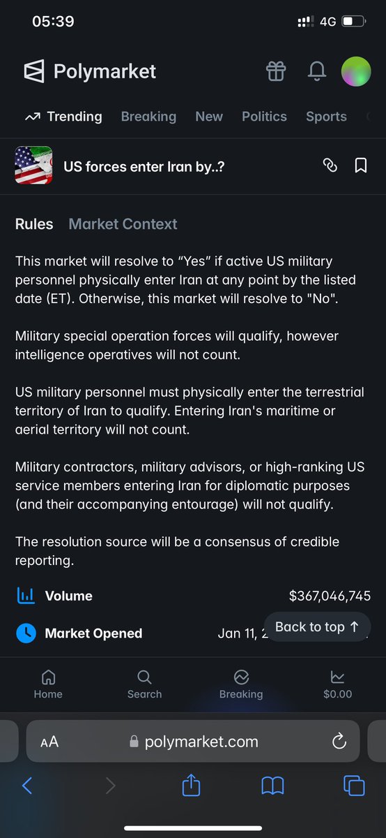 vibecotton's tweet photo. @Polymarket can you pls tell us when did #USA forces entered #iran by forced that you gave outcome that they did https://t.co/2t67wTXdbS