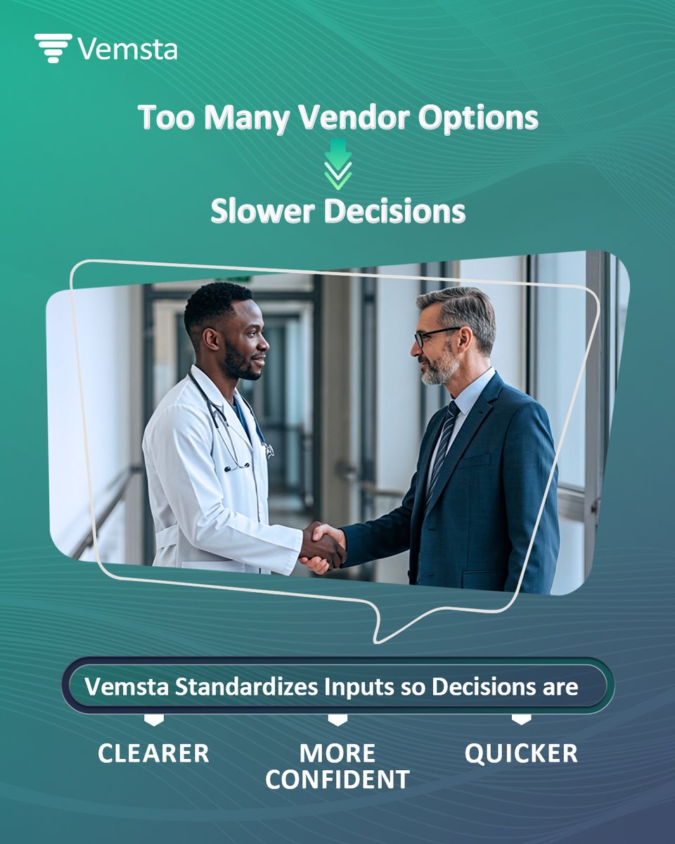 vemsta's tweet photo. More choice doesn’t always help.

When every vendor responds differently, teams spend more time comparing than deciding.

👉 Better structure. Better decisions.

https://t.co/IqV9S2m83k

#Vemsta #HealthcareOperations #HospitalLeadership #HospitalStaffing #PredictivePlanning https://t.co/kN4BJkxhaN