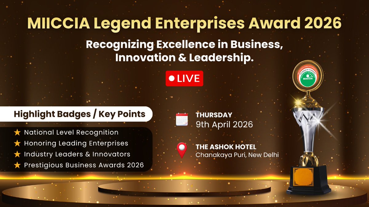 MIICCIA's tweet photo. The MIICCIA Leading Enterprises Award 2026: Live on YouTube
Join us as industry leaders, innovators, and distinguished enterprises are recognised for their outstanding contributions and achievements.
Watch the LIVE broadcast here:
https://t.co/llQiHDTnRX
#miiccia #miicciaawards https://t.co/eJhYpP2OBT