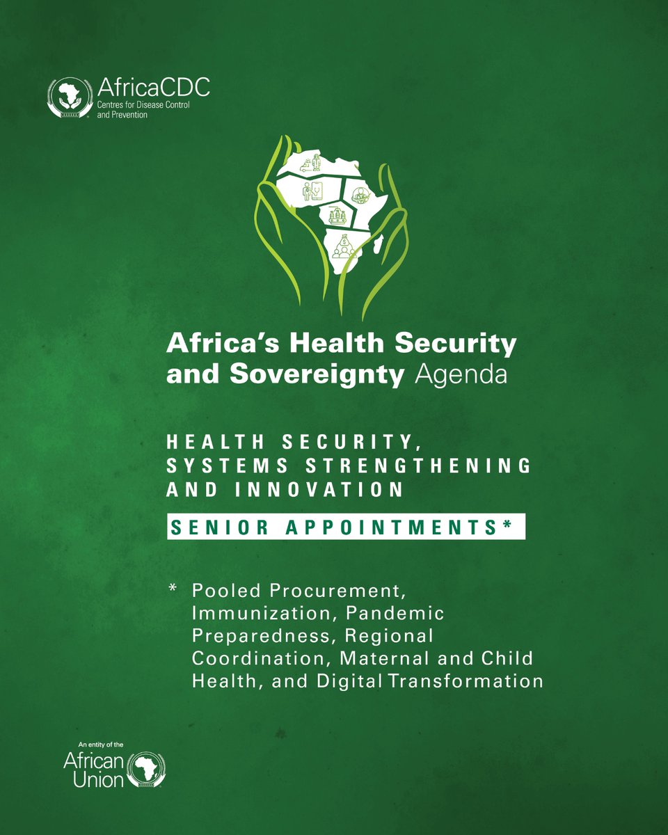 Stronger public health systems require the right leadership in place. 

Today, I am pleased to welcome senior leaders to <a href="/AfricaCDC/">Africa CDC</a> to support key areas including immunization, pooled procurement, pandemic preparedness, regional coordination, digital health, and sustainable