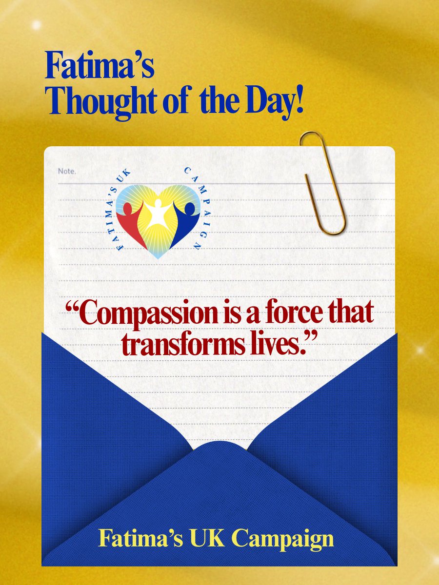 FatimaWh1tbread's tweet photo. Fatima’s Thought of the Day: “Compassion is a force that transforms lives.”

Today’s Thought:
When we lead with compassion, we create spaces where healing and growth can happen.

#FatimasUKCampaign #CompassionMatters #FatimaWhitbread #KindnessInAction #TransformLives https://t.co/UrXwpaARa1