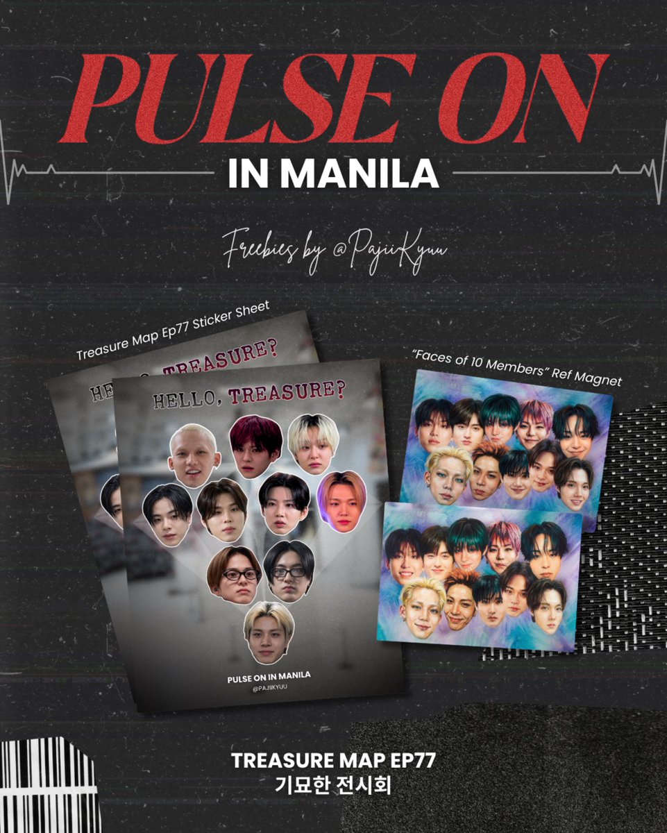 ✩ Treasure Pulse On in Manila Freebies ✩

Hello, Teumes! 💎

I’ll be giving my simple freebies on D-Day!
— Treasure Map Ep77 Sticker Sheet
— “Faces of 10 Members” ATM Size Ref Magnet

✧ strictly 1:1 
✦ limited quantity

See you! 😊

#TREASURE 
#PULSE_ON_IN_MANILA