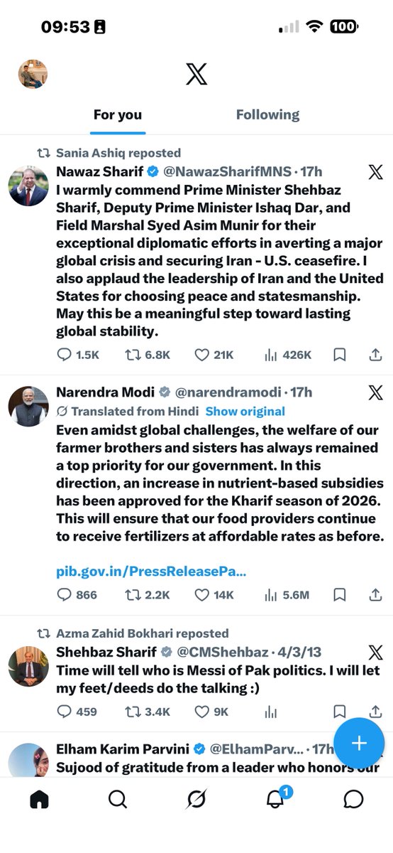 TalhaAz15333015's tweet photo. Just open my x this morning, two tweets were right there, clearly shows what Pakistan 🇵🇰 doing (peace in world) and what Modi doing .😂

#Ceasefire
Lebanon,
#IslamabadTalks
Pakistan
Iran
#Lebanon
Nobel Peace Prize
#Hürmüz
Beirut
JD Vance
Trump
Indians
Modi https://t.co/p7JaoeqDJ0