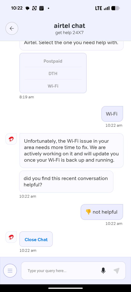 Chitran083's tweet photo. @airtelindia 
I have been using Airtel broadband service for more than a year. We rely on this broadband for various use, mainly office work. I understand sometimes issues happen but here the disturbance is very frequent. Today too the service is not working since morning. https://t.co/YqK8YpfVjH