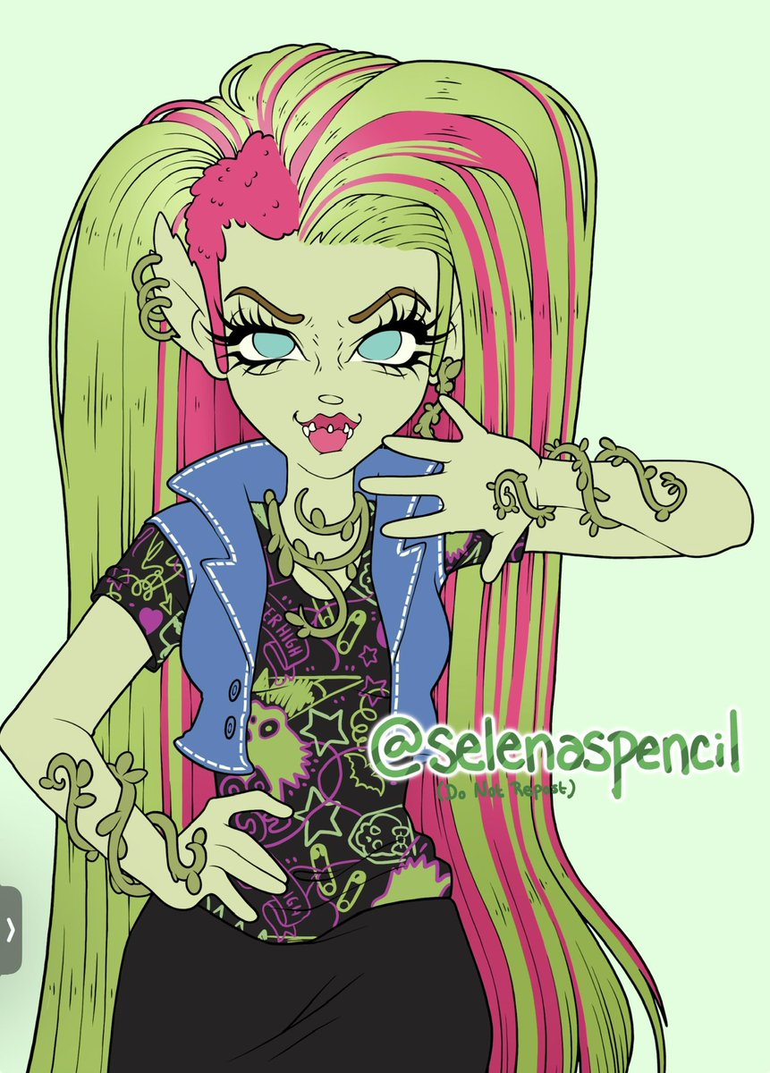 selenaspencil's tweet photo. Venus McFlytrap // WIP UPDATE 

I’m about done with these clothing patterns 🥲
#boost #artmoots #fanart #artwork #characterillustration #wipart #venusmcflytrap #ArtistOnTwitter #monsterhigh https://t.co/hpxOHf38FT