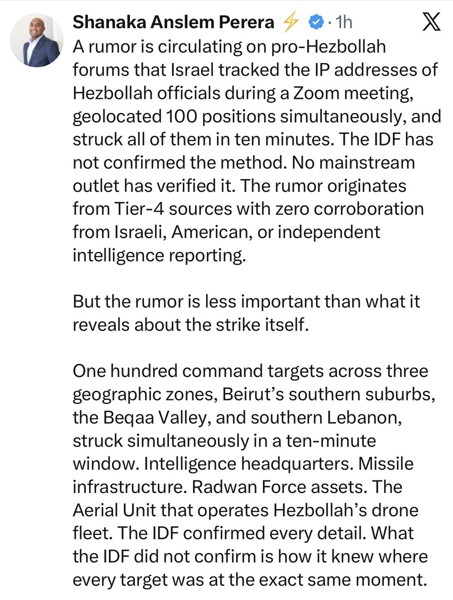 Un bombazo el éxito de ayer de Israel en Líbano: Trackeó las IP de un zoom de jerarcas de Hezbollah, los localizó y en 10 minutos aniquiló cientos de terroristas, como con los beepers en 2024. Dedicamos este suceso al militante antijudío Macron, el máximo envidioso de Israel, que