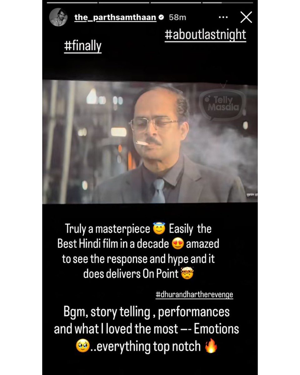 tellymasala's tweet image. Parth Samthaan gave fans a sneak peek of Dhurandhar: The Revenge, expressing his excitement for the project. His appreciation has already created buzz among viewers.

#ParthSamthaan #DhurandharTheRevenge #Exciting #tellymasala