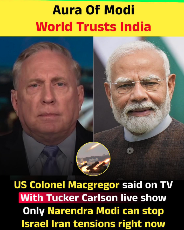 PPoliticalist's tweet image. According to reports, US Colonel Douglas Macgregor said during a discussion with Tucker Carlson that #NarendraModi could play a key role in easing Israel-Iran tensions. The statement highlights India’s growing global influence. 
#Modiplomacy #MoDiplomacy #ModiDoctrine