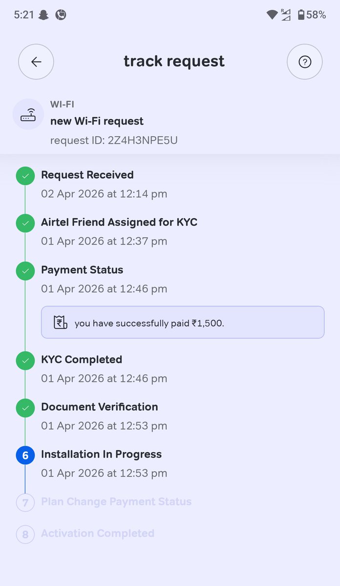 AbhaGupta16's tweet photo. @Airtel_Presence Airtel you guys are providing pathetic service.
I ordered an Airtel wifi 9 days back technician came to collect 1500 rs and did kyc but now nobody is coming to install the wifi it's been 9 days and now no one is picking  call 
Refund my amount don't want wifi https://t.co/18jI16zQ7w