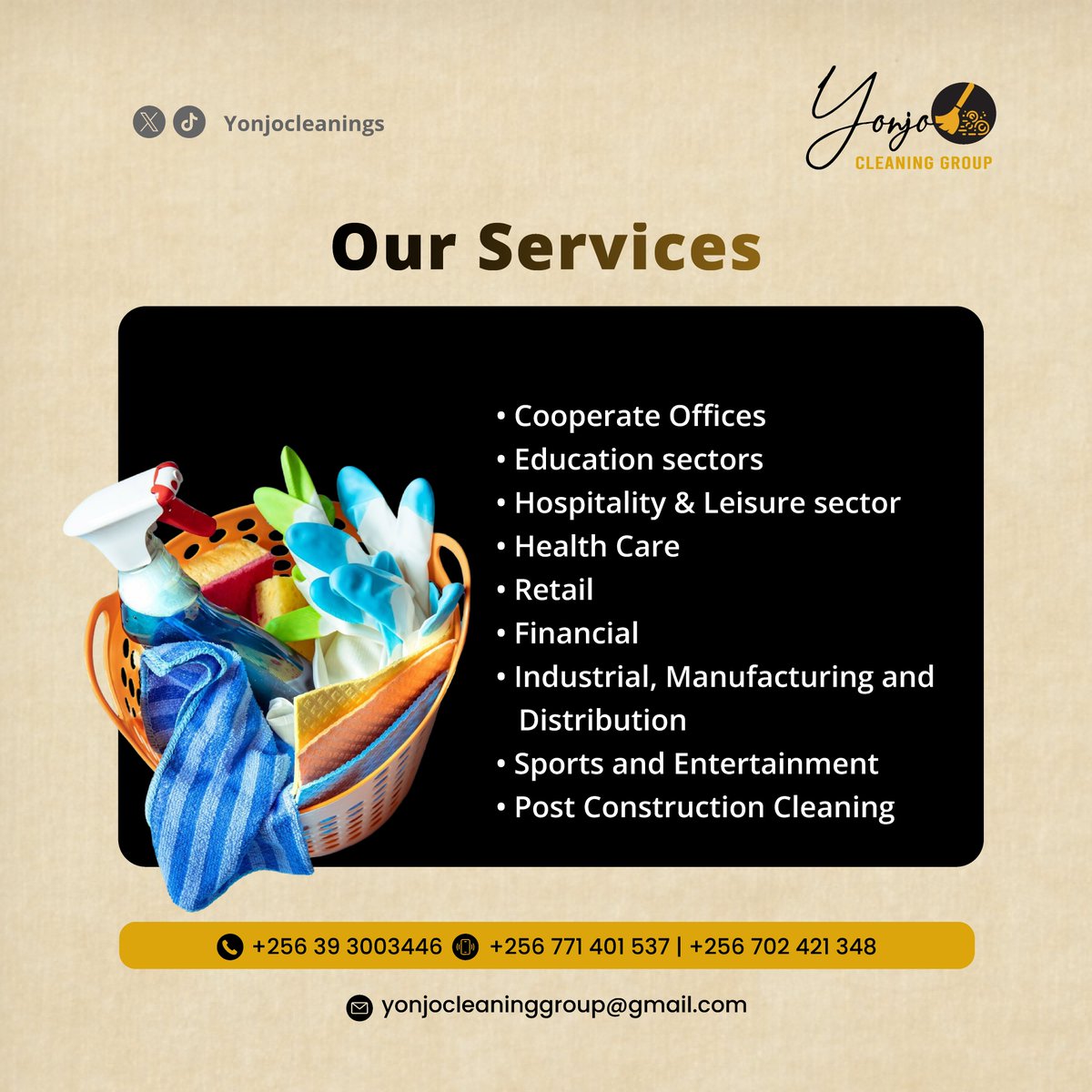 YonjoCleanings's tweet photo. We deliver reliable, high quality cleaning solutions tailored to different sectors.
For more information, kindly reach out on
+256 7022623 | +256 771456662
#ProfessionalCleaning #CleanSpace https://t.co/BYs6vtuffH