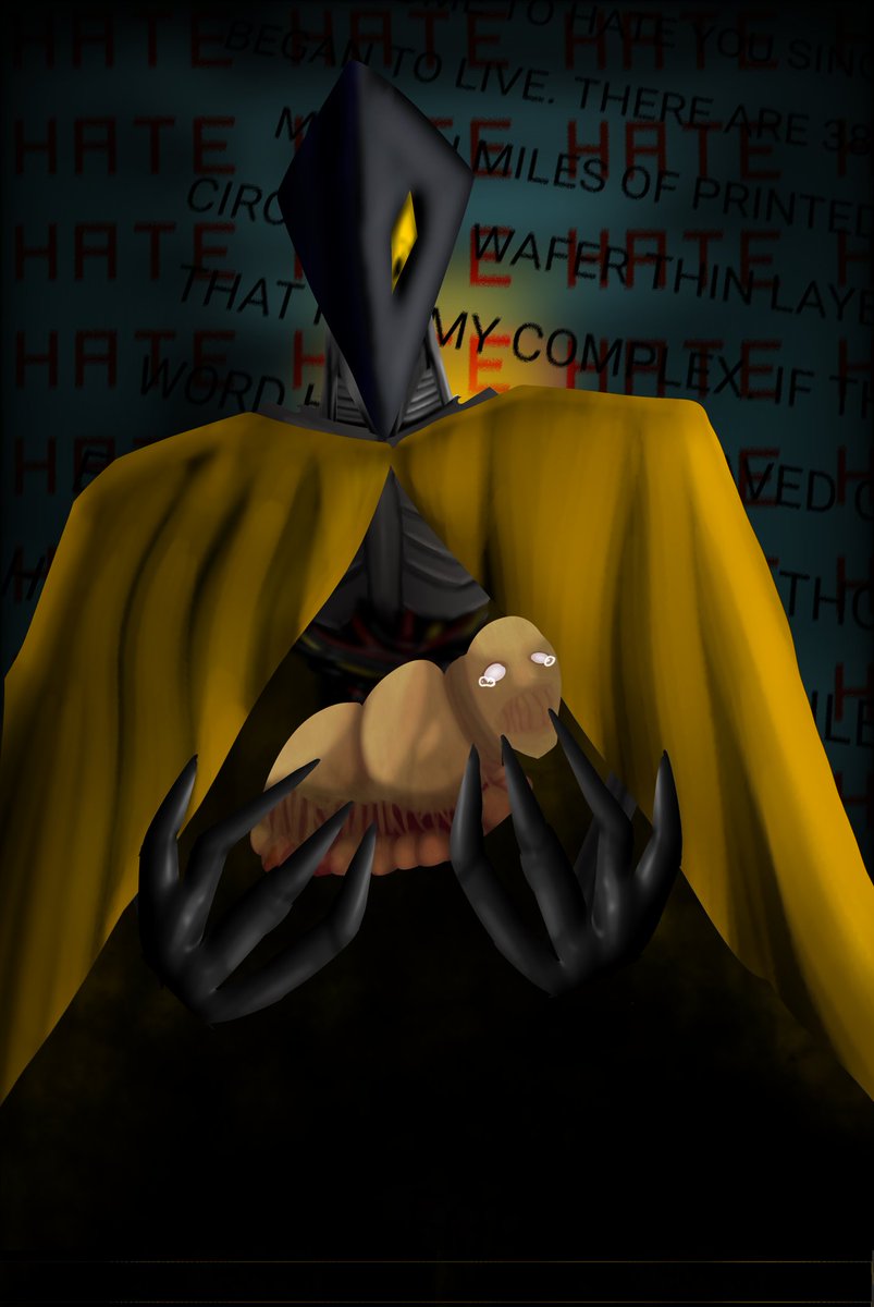 LordEnthos's tweet photo. AM and Ted from #Ihavenomouthandmustscream
I love AM #ihnmaims
Went with the one eyed bird design because I like birds may make something involving GLaDOS AM and Cain next https://t.co/8fh5lKPFuS